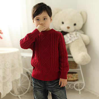 海贝(ihappy)童装男童圆领<em>套头</em>纯色针织<em>图案毛</em>