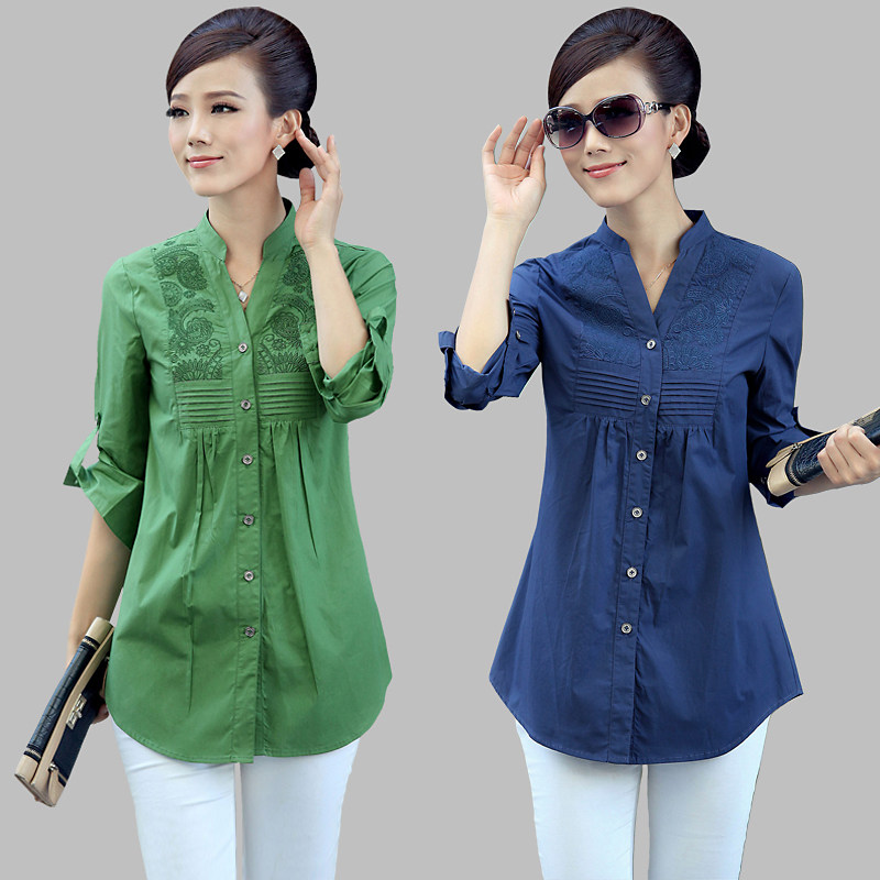 衬衫2014<em>春装</em>新款大码女装韩版中年长袖棉料