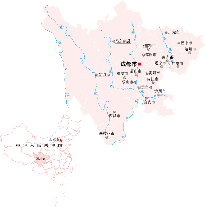 四川省地图矢量素材 四川省分区地图矢量素材