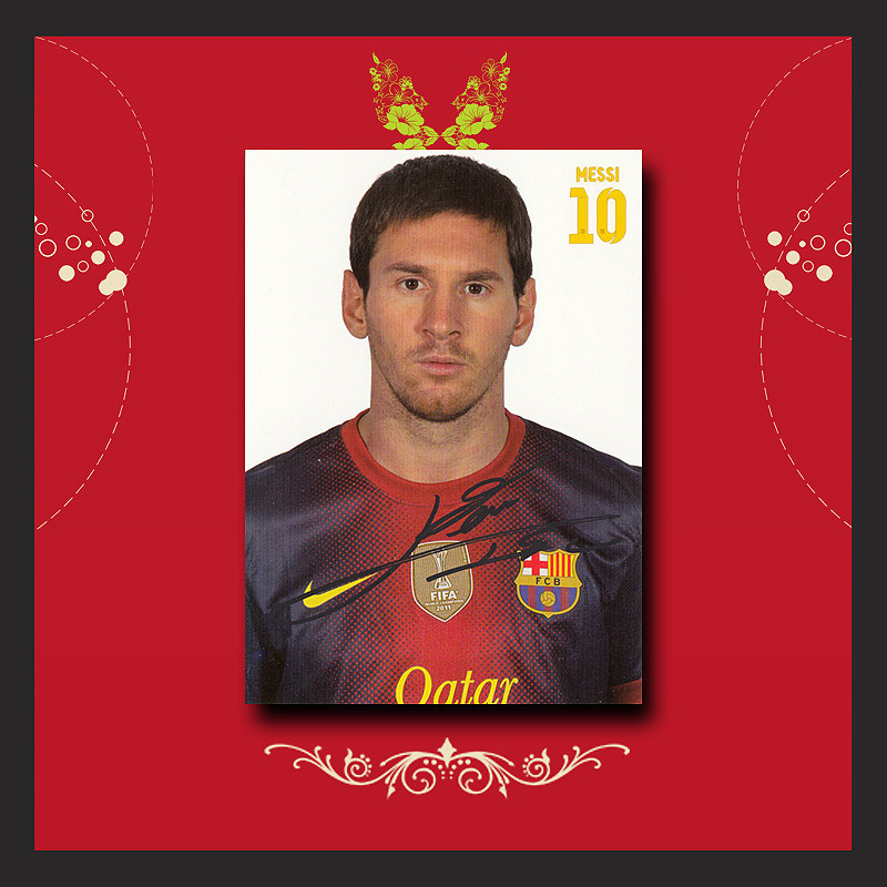 梅西亲笔签名巴萨官方卡明信片12-13赛季 Me