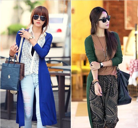 2件包邮<em>女</em> 外套 韩版加长<em>薄</em>款莫代尔<em>长袖开衫</em>