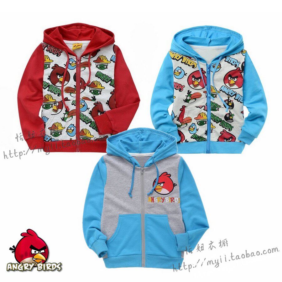 愤怒的小鸟童装 儿童春秋装<em>纯棉带帽薄款开衫</em>