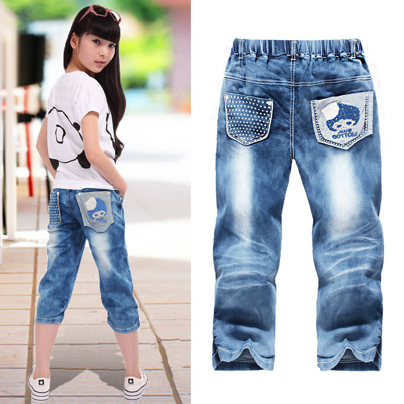 童装大码女童夏装<em>马裤</em>胖<em>女孩</em>中裤薄款13-15岁