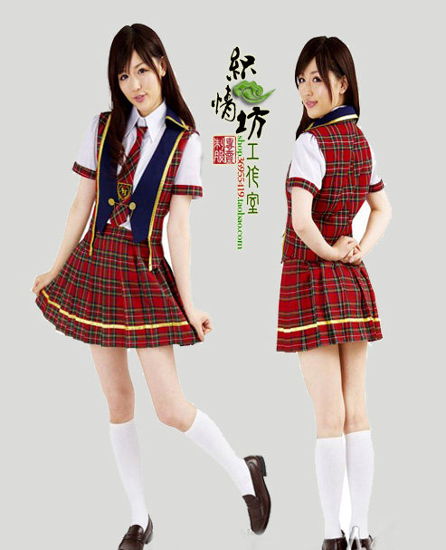 AKB48同款 <em>配马夹</em> 学生装 cosplay<em>服装</em> 学院风