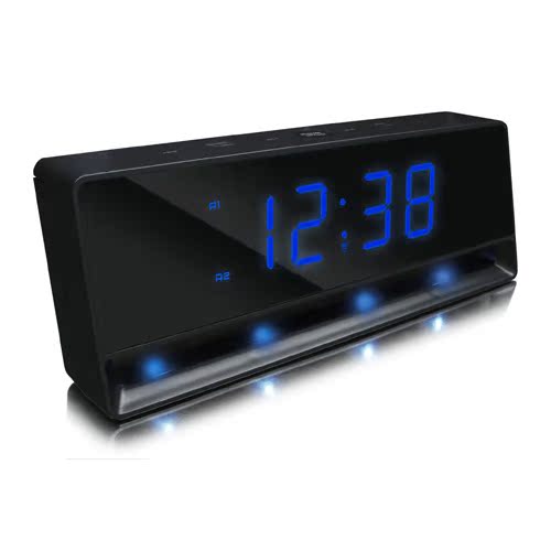 德国品牌Technoline LED电波钟黑壳蓝光WT49