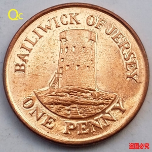 外国钱币2006年英属泽西岛1便士红铜色硬币2