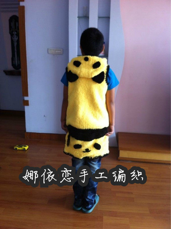 纯手工<em>编织儿童毛衣绒绒线</em>熊猫衣 熊猫套装 宝