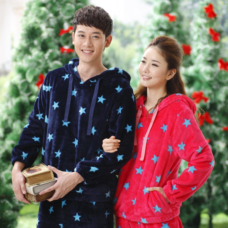 <em>安之伴</em>珊瑚绒情侣<em>睡衣</em> 2014秋冬款男M女S连帽