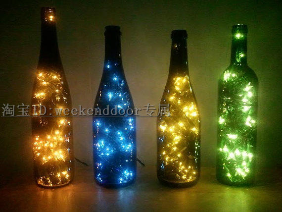 啤酒瓶灯 玻璃灯手工灯 环保灯DIY 瓶子彩灯 废