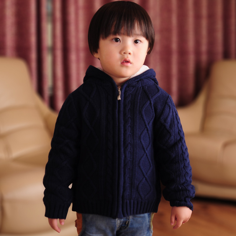 淘喜2013秋冬新款儿童毛衣外套开衫拉链衫抓