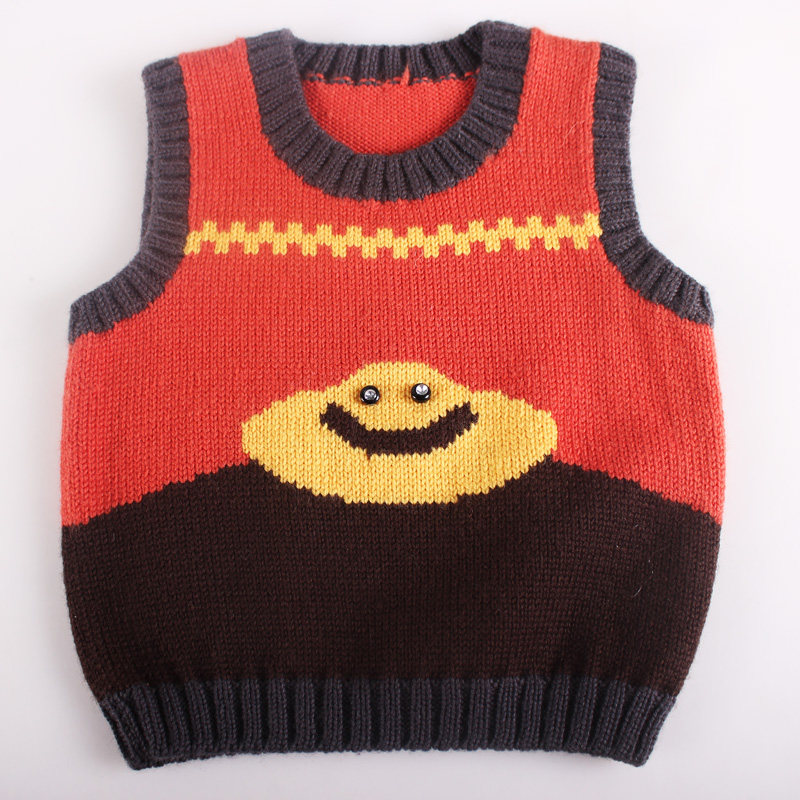 新款纯手工编织宝宝<em>背心</em>儿童<em>马夹</em>婴儿<em>套头背心</em>