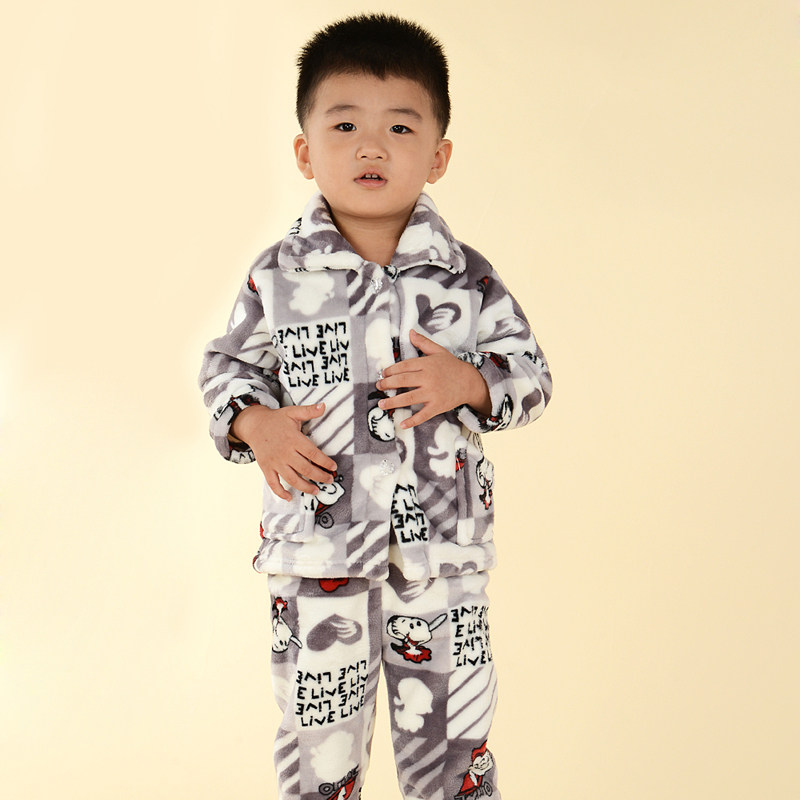 雾影诚蝶品牌 儿童<em>睡衣</em> <em>男孩</em>长袖<em>珊瑚绒</em>水貂绒