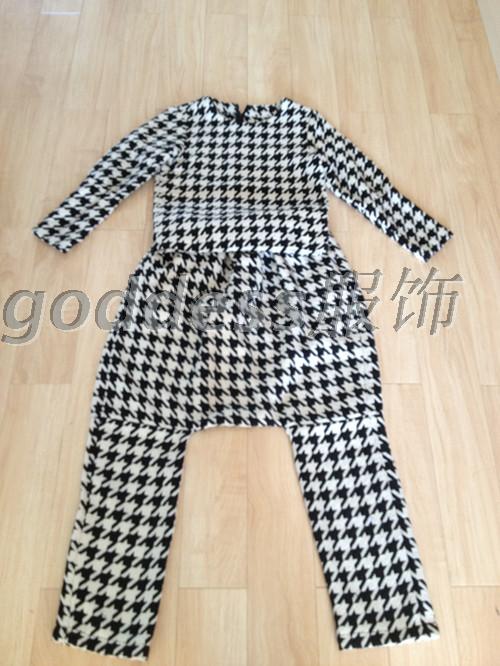 小壁虎洋洋 网络红人小雪同款 黑白格子套装 小