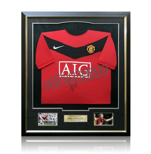 斯 足球球星 亲笔签名球衣 红色足球球衣 裱框球