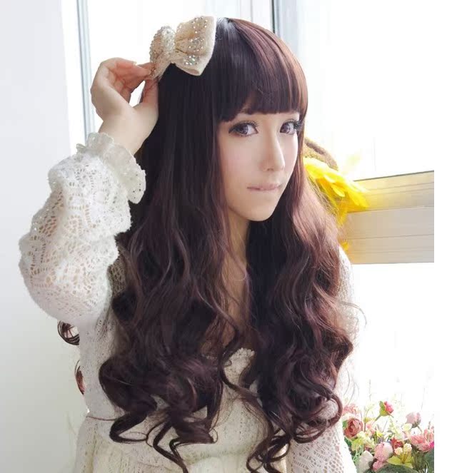 新款气质女生女士假发齐留海<em>长头发</em>长卷发大波