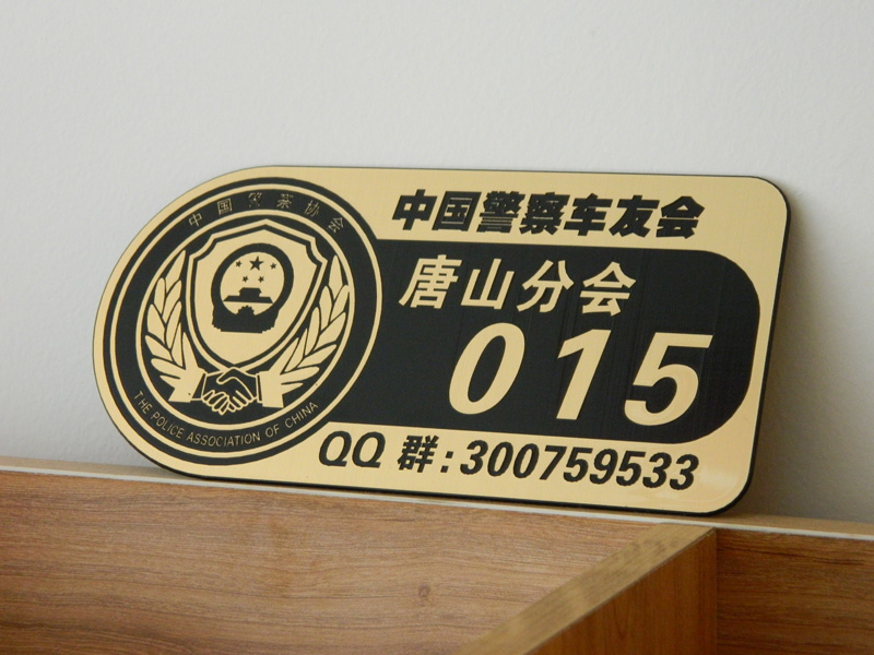 中国警察车友会汽车俱乐部队标塑料仿金属车贴