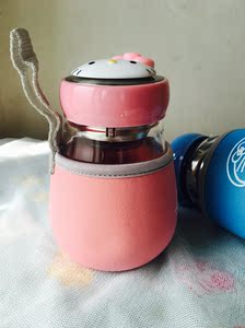 粉胖KT机器猫玻璃杯耐热杯卡通儿童学生水杯