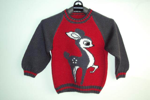 新款纯手工编织1-3周岁<em>儿童毛衣</em>三利线梅花鹿