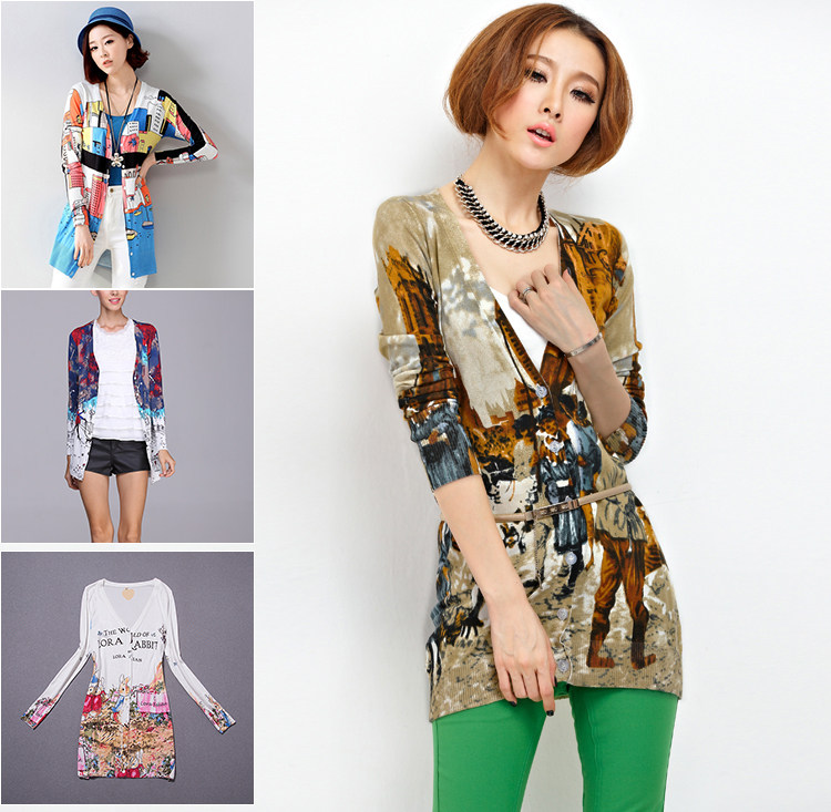 女式中长款<em>开衫女</em>2014<em>春</em>款<em>薄</em> 外搭针织衫 春夏