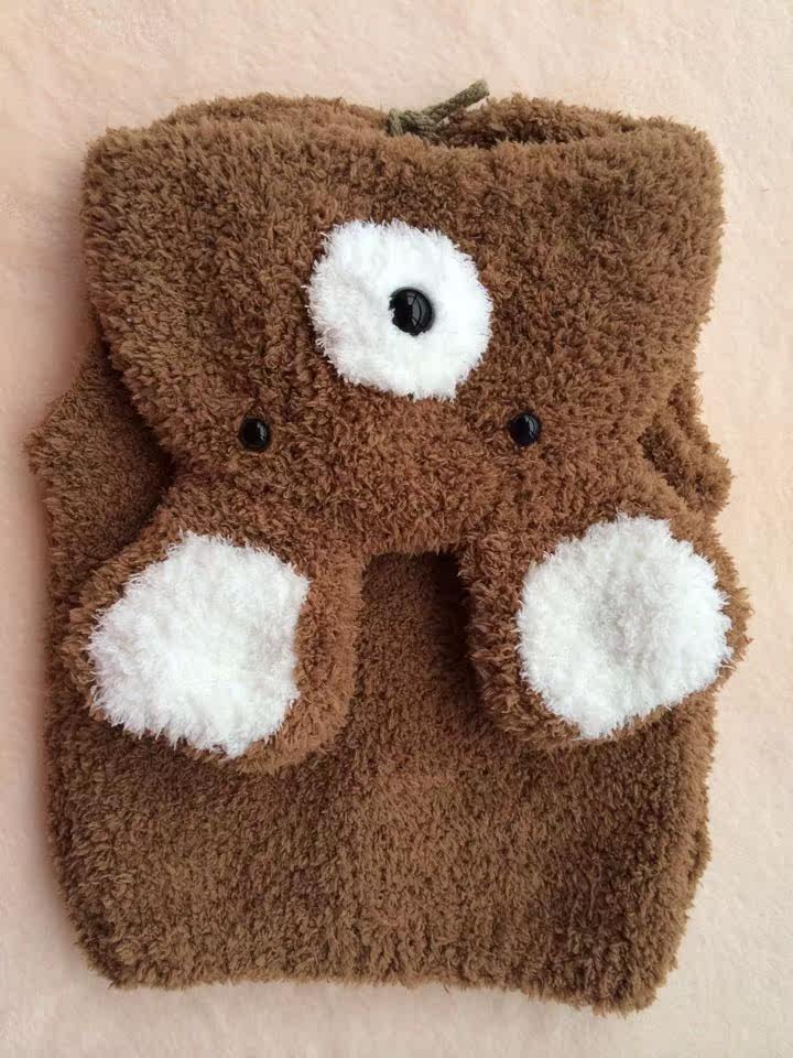 纯<em>手工</em>编织 宝宝<em>儿童</em>灰熊熊绒绒线<em>马甲</em>/小熊长