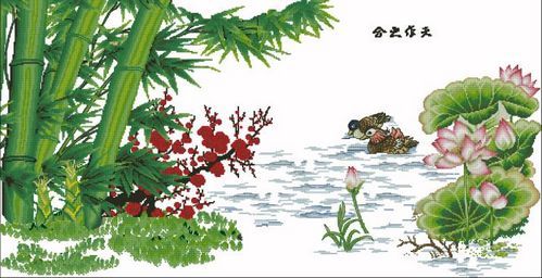 十字绣图纸 电子版 线量 天作之和 源文件|一淘