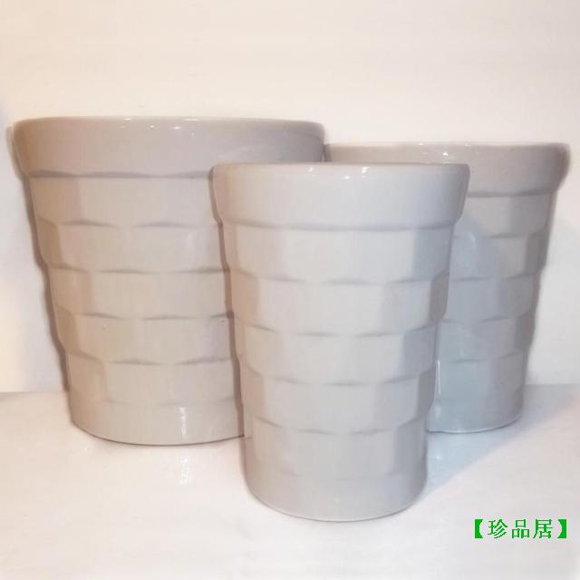 包邮 外贸陶瓷花盆批发 白色花盆 可种植红掌发