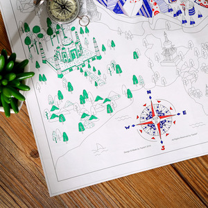 TOPDOT 中国地图彩绘地图成人儿童填色海报