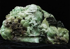 畅游山涧 黑白绿白 独玉山水创意独山玉雕灵感