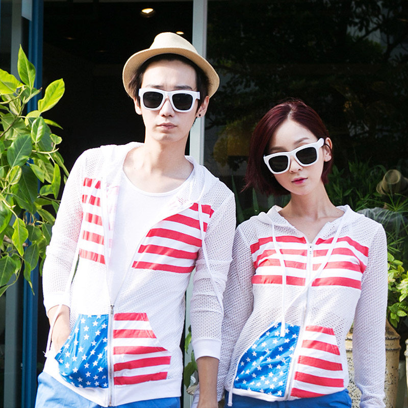 STYLESTOKER<em>情侣装</em>韩国 <em>韩版</em>美<em>国旗</em>条纹网