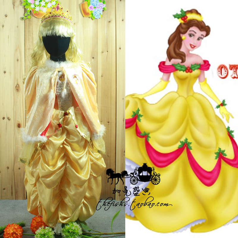迪士尼disney贝儿公主披肩披风<em>斗蓬</em>外套<em>女孩</em>儿