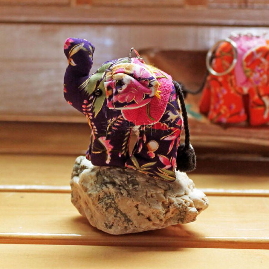 泰国旅游纪念品饰品 布艺小象包挂钥匙扣 手工