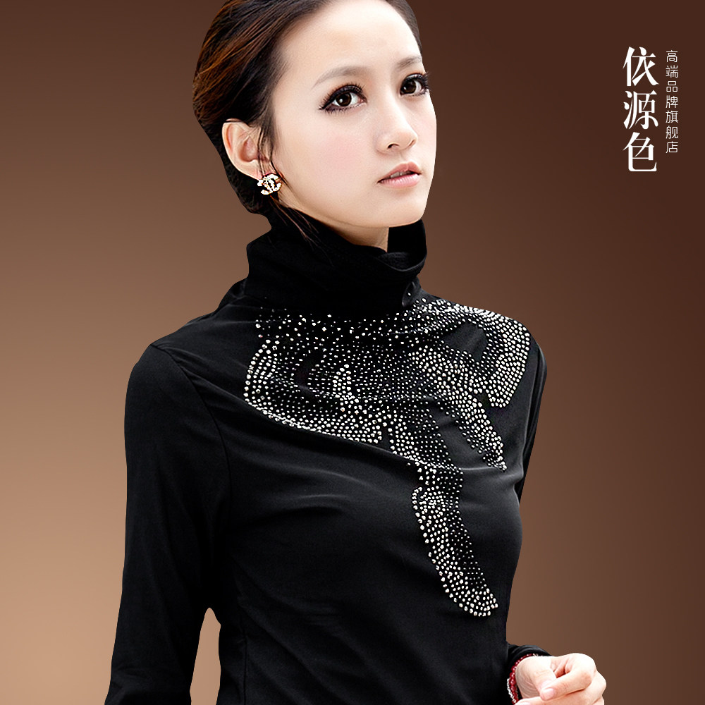 <em>女士</em>小衫2013新款 长袖大号<em>高领</em>加绒<em>打底衫</em> 女