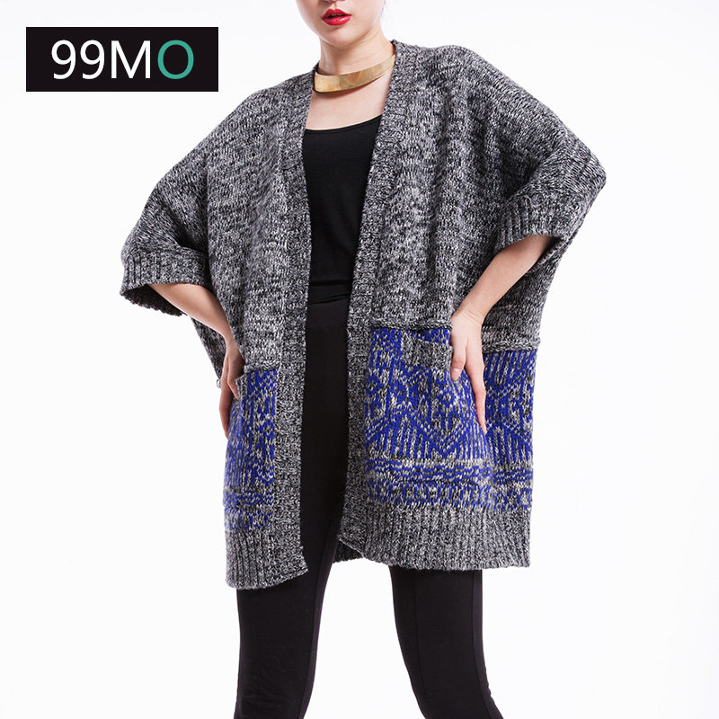 99MO <em>女式</em>欧美大<em>毛衣外套</em> 宽松<em>毛衣</em>粗<em>毛线棒</em>