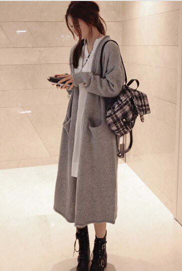 2014<em>韩版</em>高端定制长袖<em>超长款毛衣开衫</em>针织线