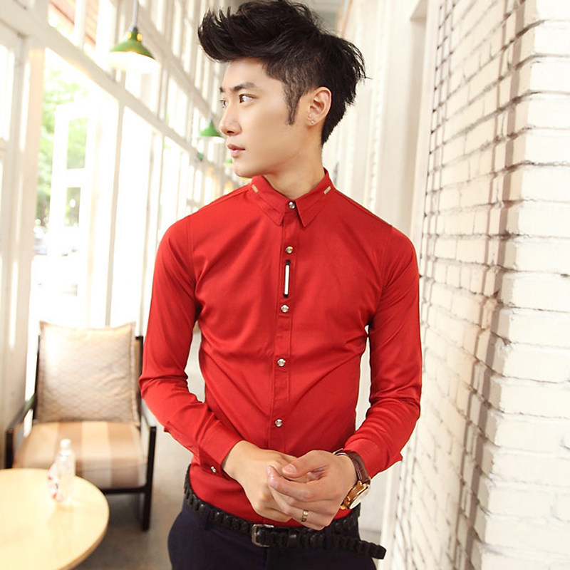 2014春秋装新款长袖衬衫<em>发型</em>师<em>寸</em>衫<em>男</em>修身韩