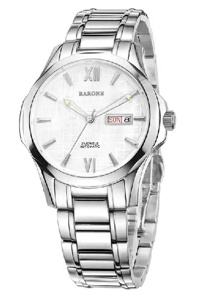 促销 国产名牌正品雷诺手表钢带双日历自动机