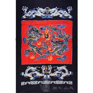 蜡染门帘 台布 贵州旅游特产 单层壁画 红底双龙
