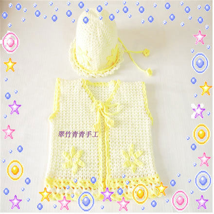 婴儿<em>儿童马甲</em>坎肩毛背心2件套手工<em>钩针编织</em>8