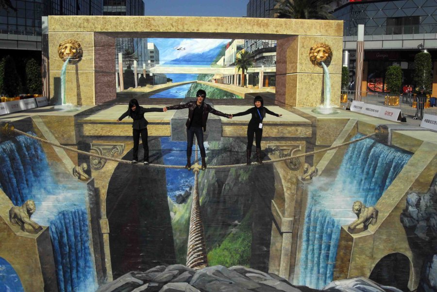 维立体画 手绘临摹龙门峡谷壁画|一淘网优惠购