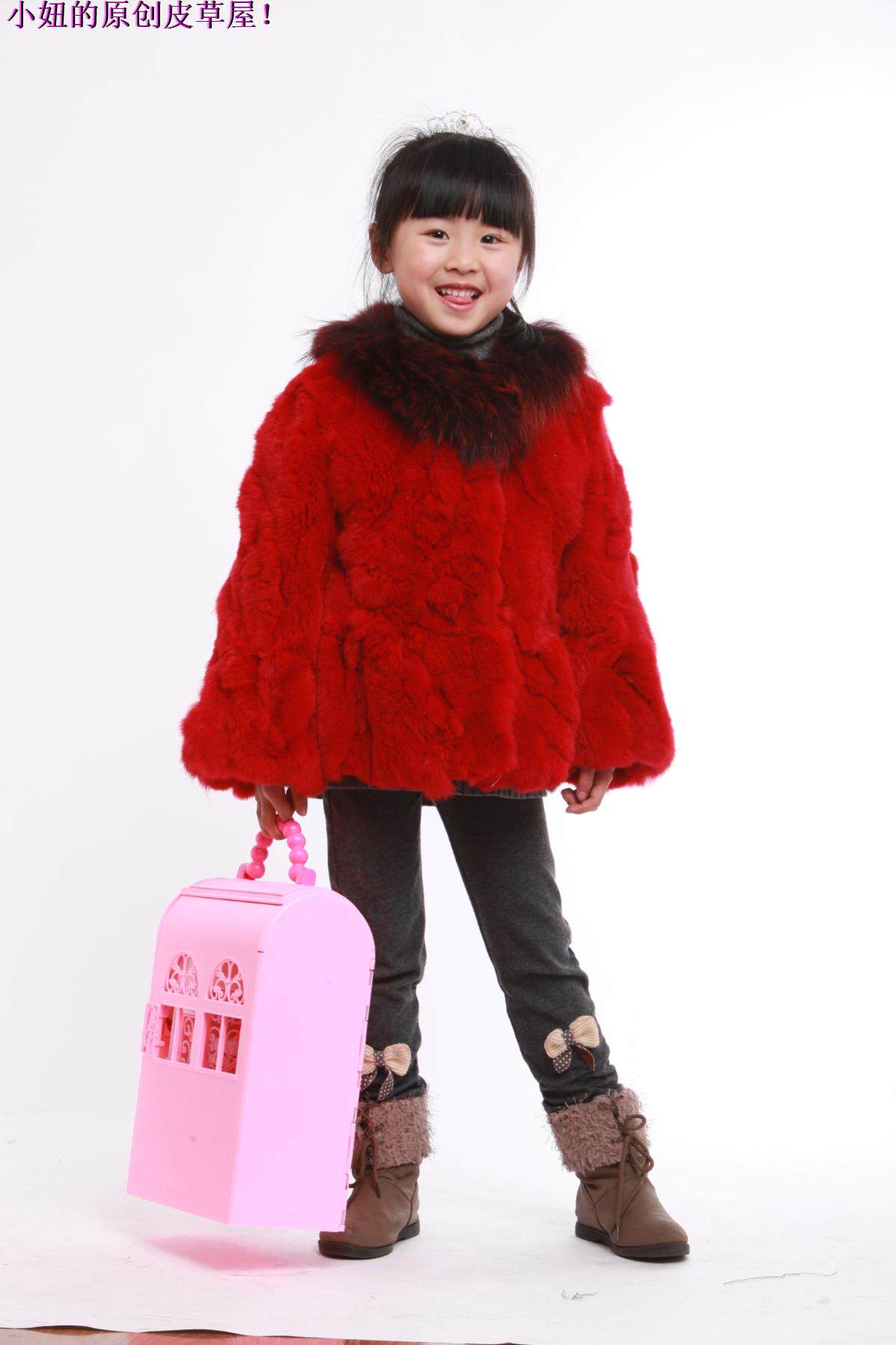 特价女童<em>皮草外套清仓处理</em> 真<em>獭兔</em>毛配貉子毛