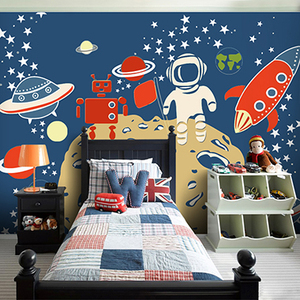 卡通太空之旅小黄人汽车总动员超级玛丽壁画儿