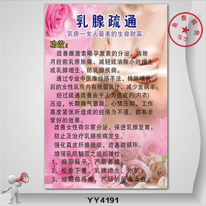 乳腺疏通知识挂图 女性健康文化宣传海报 美容