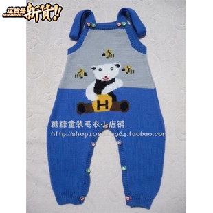 纯手工<em>编织宝宝毛衣</em> 2-4岁男<em>宝宝毛衣</em>背带裤 卡