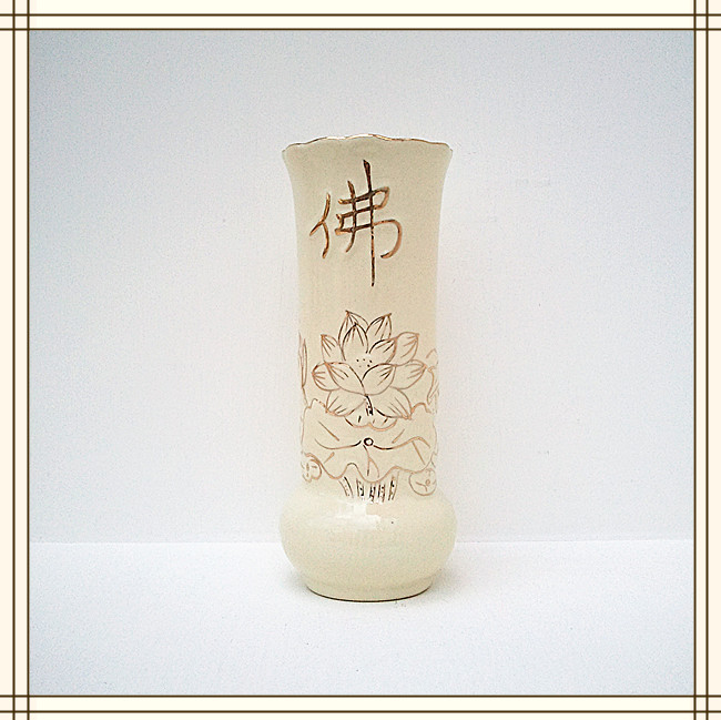 6-10寸牙瓷香筒 直口插花佛瓶 香筒 花瓶 供瓶 