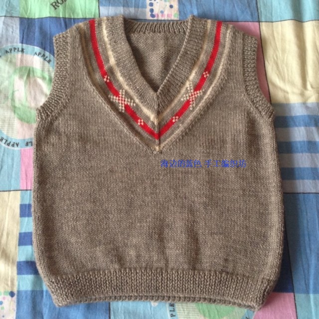 手工编织 儿童纯羊毛背心\/婴幼儿全羊毛马甲\/保