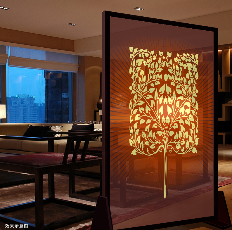 厂家直销新中式改善风水半透明纱质实木屏风【