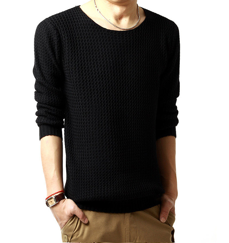 时尚秋冬圆领男士宽松<em>毛衣</em> <em>韩版</em>男士<em>粗线毛衣</em>