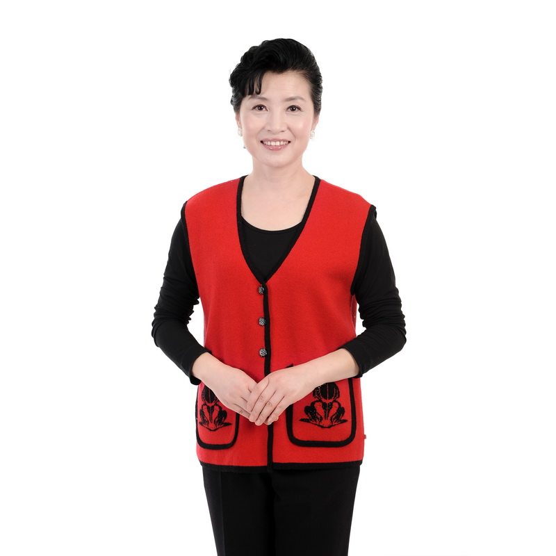 中老年女士<em>针织</em>羊绒<em>加肥加大</em>码<em>马甲</em>背心坎肩妈