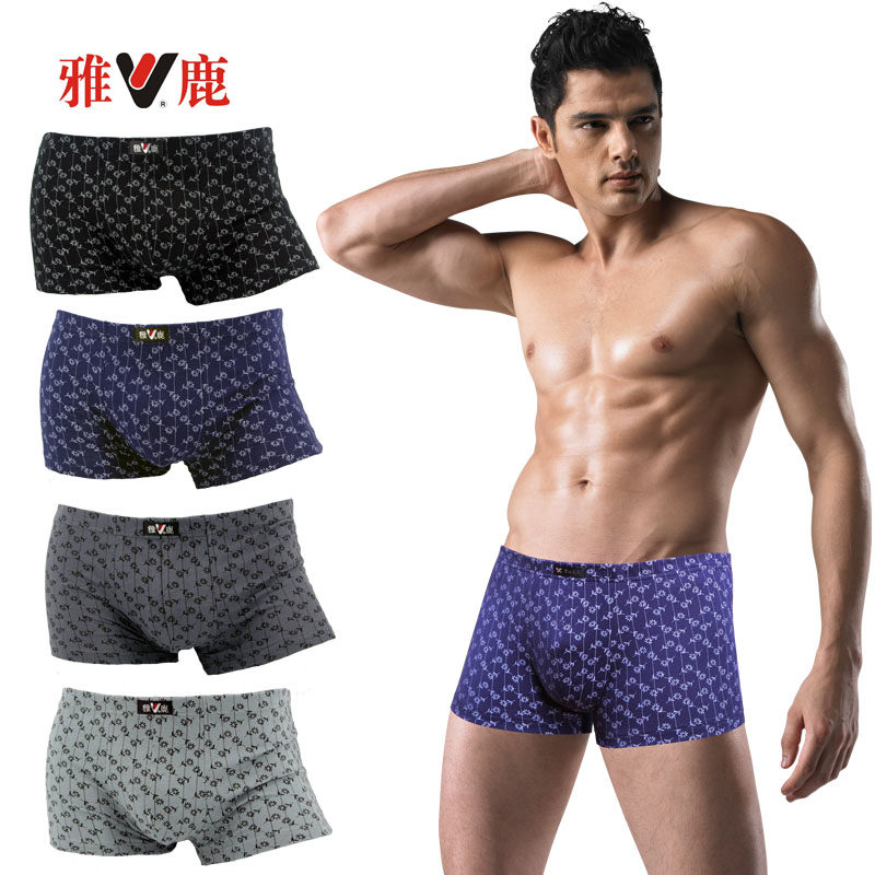 新款雅鹿男士内裤<em>男式</em>纯棉印花<em>平角</em>裤全棉小碎
