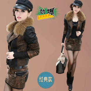 冬装短装<em>外套皮衣</em>皮裙套装皮尤<em>女外套</em>2013新